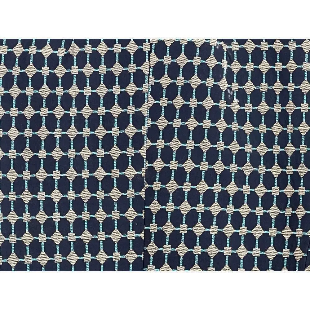 Tara Jarmon Geometric Print Long Sleeve Double Breasted Jacket Navy Women's 38